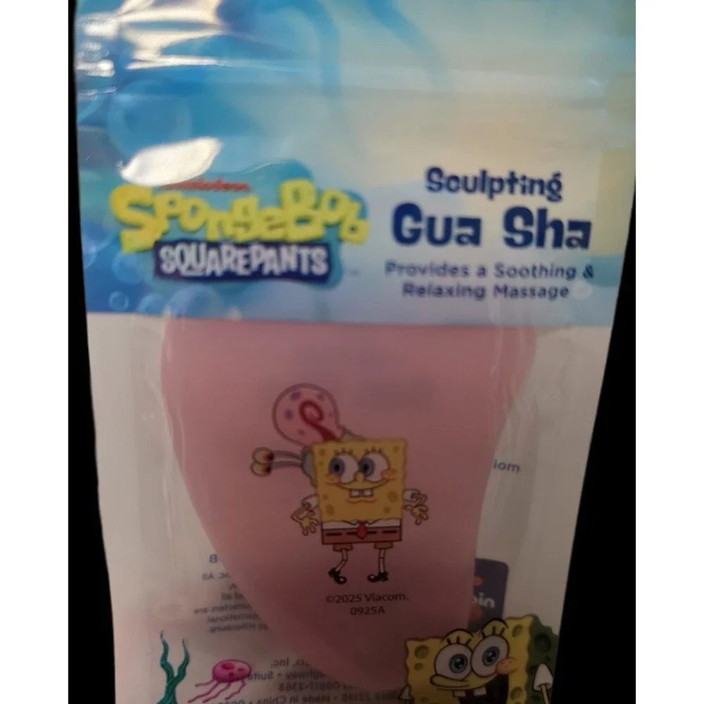 SpongeBob SquarePants Microfiber Hair Towel With Gua Sha sculpting tool SPA Day